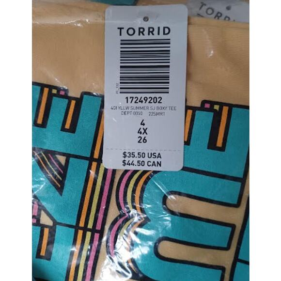 TORRID SIZE 4 RELAXED TEE - SIGNATURE JERSEY SUMMER YELLOW SIZE 26, 4X - Picture 4 of 4